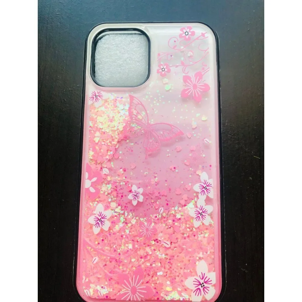 Brand New Pink Glitter Floral‎ iPhone 12 Phone Case